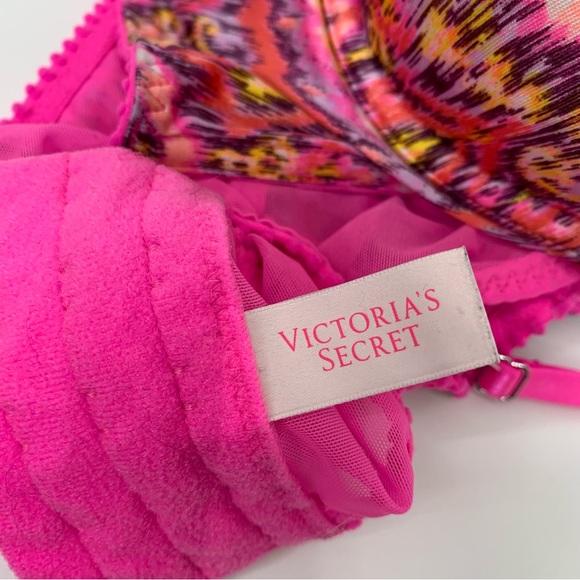 Victoria’s Secret Hot Pink Multi Boho Aztec Geometric Bustier Bikini Size 32C - Picture 10 of 13